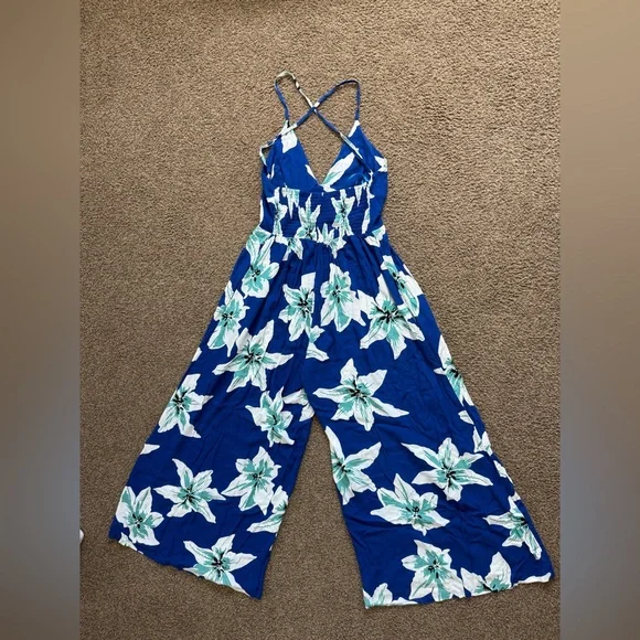 Fighting Eel Floral Blue One Piece Jumpsuit, size XS - Picture 2 of 5